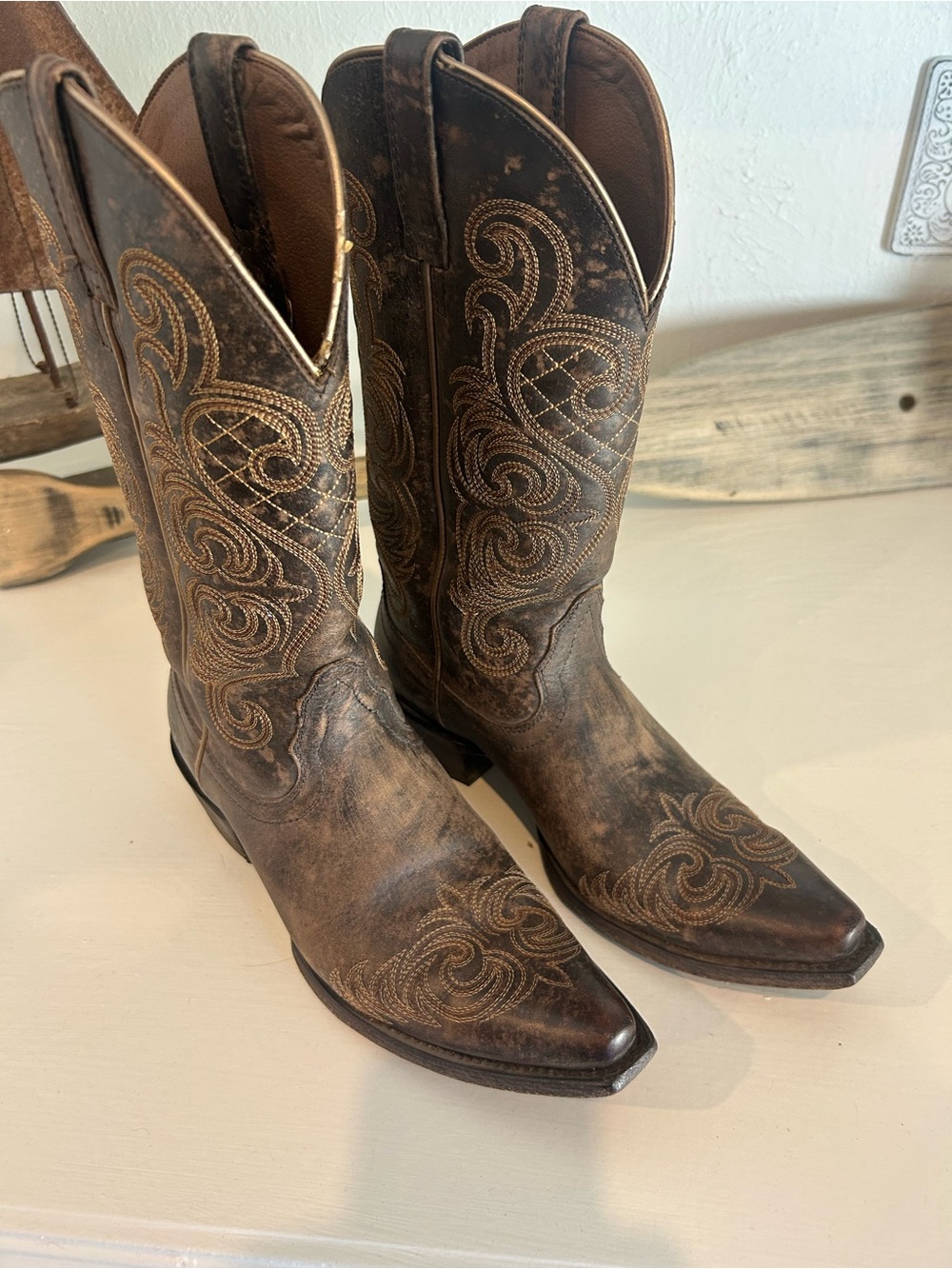 Ariat 10015376 Women's Bright Lights SNIP TOE Western Cowboy Boot Brown 7D